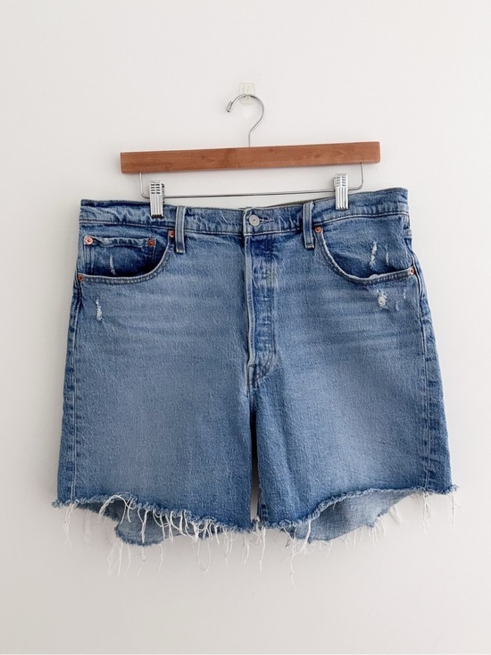 Levi's 501 Original Cutoff Shorts Medium Wash Button Fly High Rise 34" Waist